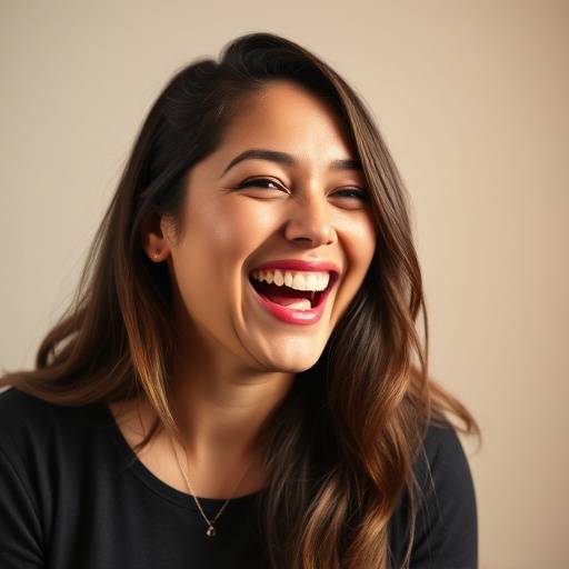 Headshot of Amelia Hernandez, Improv Instructor, laughing heartily