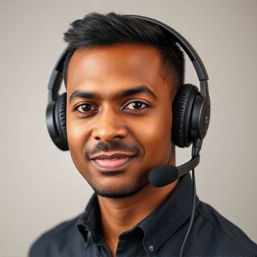 Headshot of Marcus Bell, Voice Acting Instructor, wearing headphones