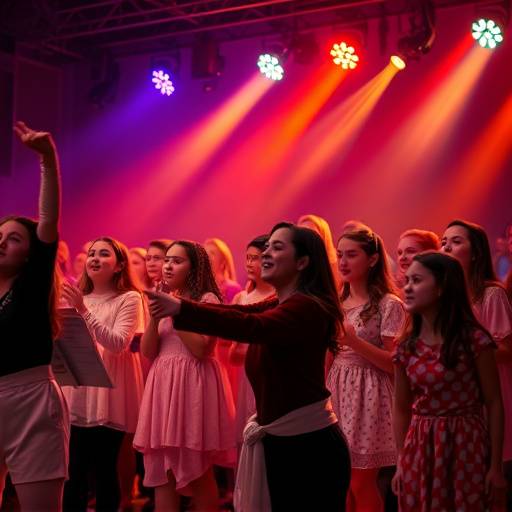 Students performing a musical number on stage